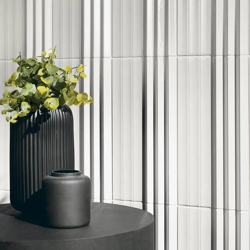Abacus 3D Bright White -  Rivestimento Colorato Effetto KitKat a Rilievo 7,5x30