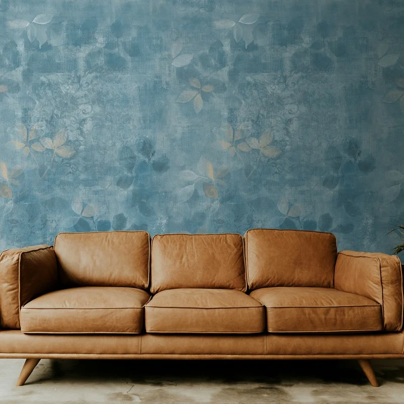 Affresco Blue - Carta da Parati di Design Floreale