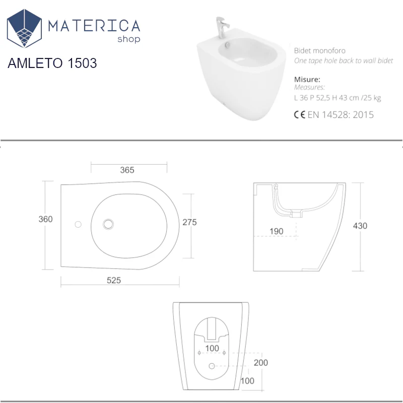 Amleto - Bidet monoforo a terra filomuro - Image 4