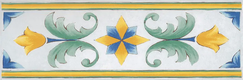 Antiche Riggiole Napoletane Fascia Santa Chiara - Fascia decorata in stile Vietrese 11x34