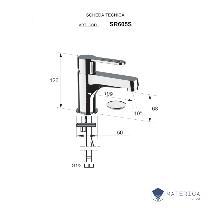 Apollo - Miscelatore Monocomando Small per Lavabo con scarico - Image 3