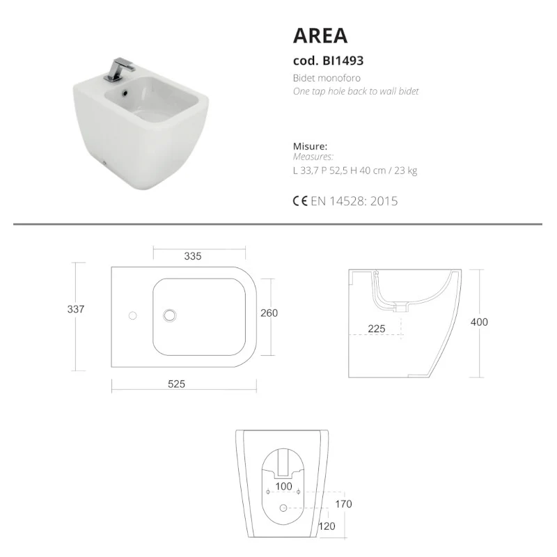 Area - Bidet a terra filomuro squadrato - Image 3