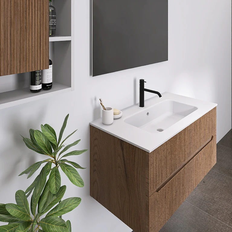 Atena 01 - Mobile da Bagno Sospeso con lavabo in mineralmarmo opaco - Image 10