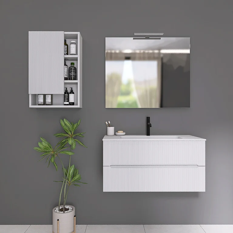 Atena 01 - Mobile da Bagno Sospeso con lavabo in mineralmarmo opaco - Image 11