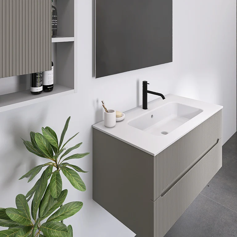 Atena 01 - Mobile da Bagno Sospeso con lavabo in mineralmarmo opaco - Image 12