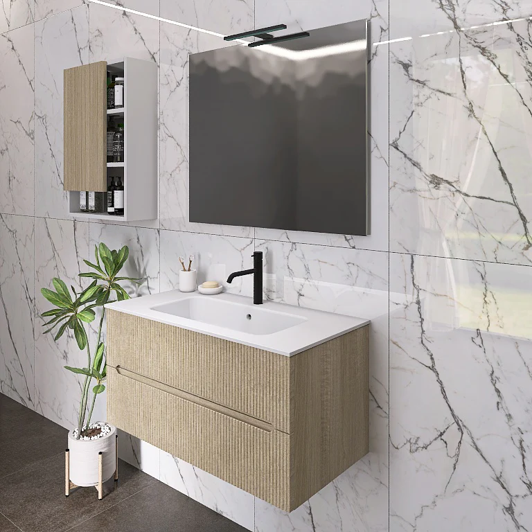 Atena 01 - Mobile da Bagno Sospeso con lavabo in mineralmarmo opaco - Image 13