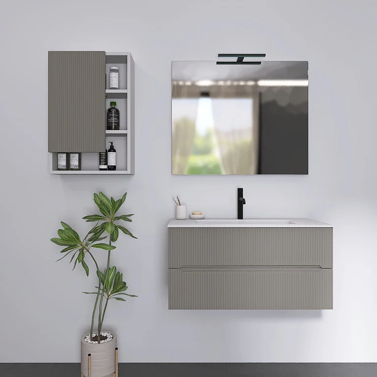 Atena 01 - Mobile da Bagno Sospeso con lavabo in mineralmarmo opaco - Image 14
