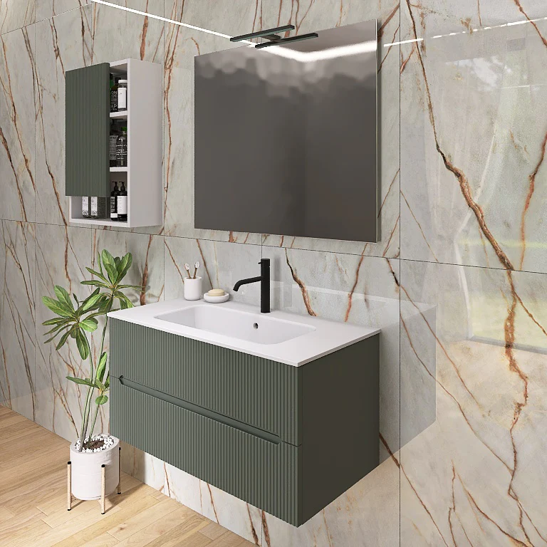 Atena 01 - Mobile da Bagno Sospeso con lavabo in mineralmarmo opaco - Image 15