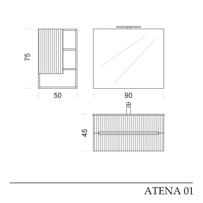 Atena 01 - Mobile da Bagno Sospeso con lavabo in mineralmarmo opaco - Image 16