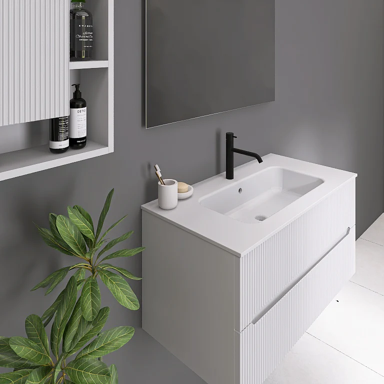 Atena 01 - Mobile da Bagno Sospeso con lavabo in mineralmarmo opaco - Image 3