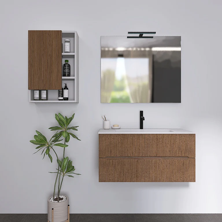 Atena 01 - Mobile da Bagno Sospeso con lavabo in mineralmarmo opaco - Image 4