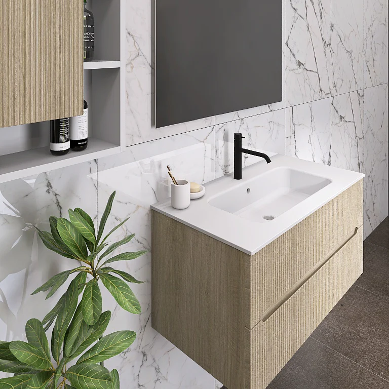 Atena 01 - Mobile da Bagno Sospeso con lavabo in mineralmarmo opaco - Image 7