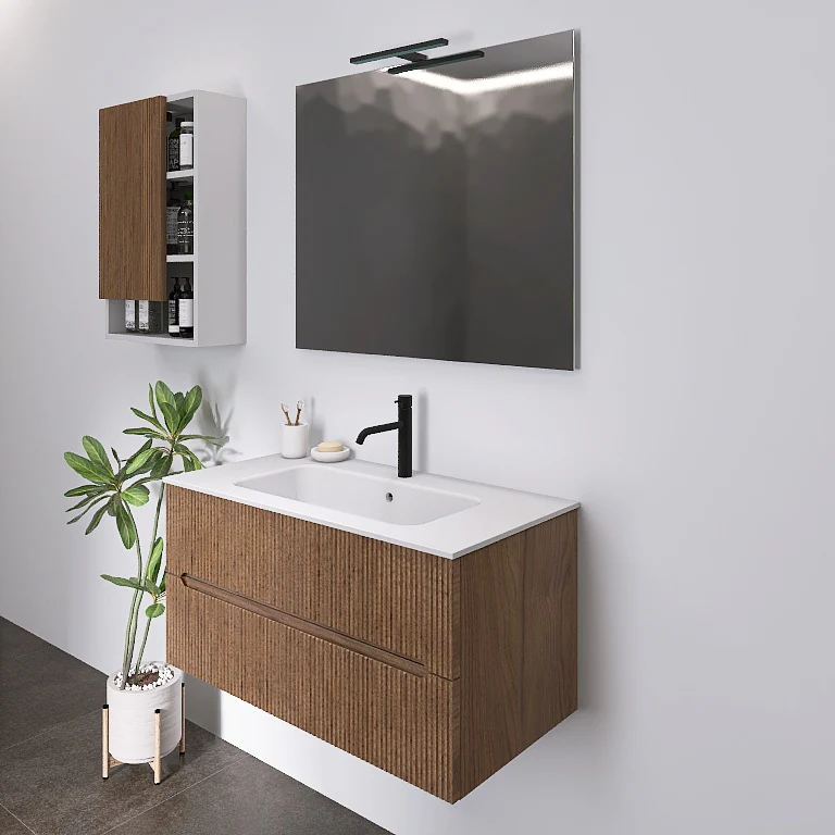 Atena 01 - Mobile da Bagno Sospeso con lavabo in mineralmarmo opaco - Image 8