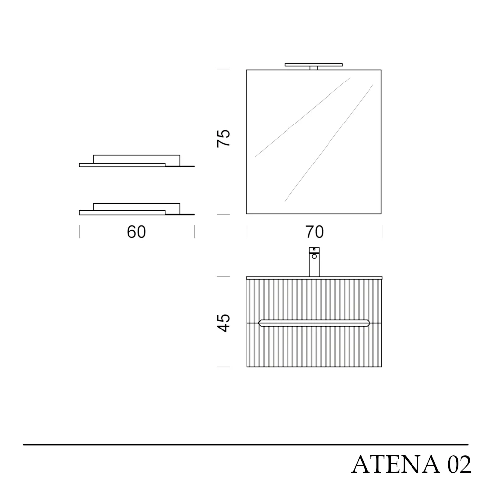 Atena 02 - Mobile da Bagno Sospeso con lavabo in ceramica - Image 16