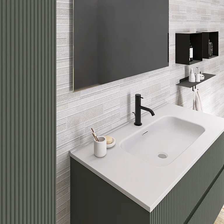 Atena 03 - Mobile da Bagno Sospeso con colonna in tinta - Image 13