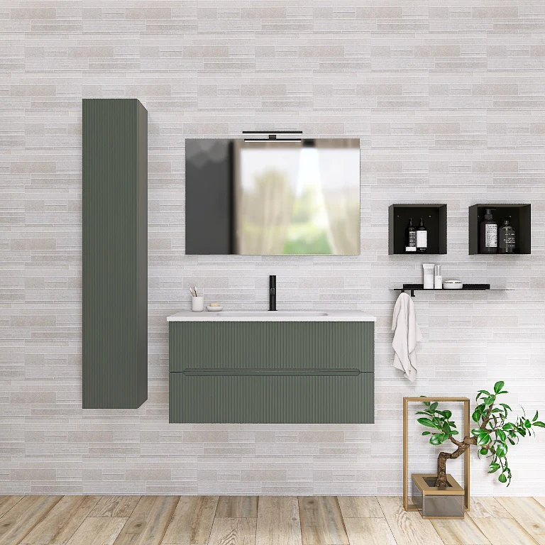Atena 03 - Mobile da Bagno Sospeso con colonna in tinta - Image 14