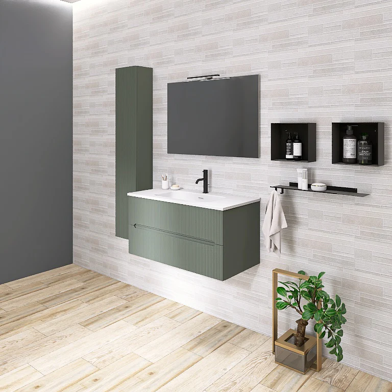 Atena 03 - Mobile da Bagno Sospeso con colonna in tinta - Image 15