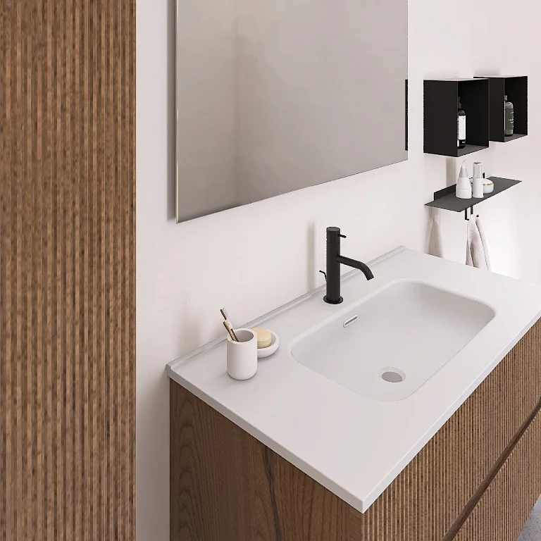 Atena 03 - Mobile da Bagno Sospeso con colonna in tinta - Image 5