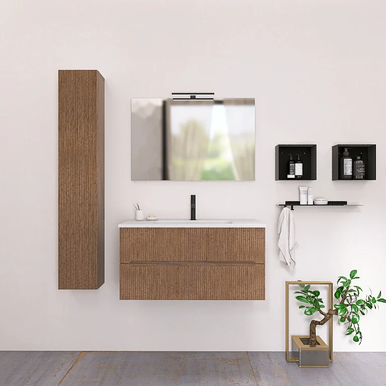 Atena 03 - Mobile da Bagno Sospeso con colonna in tinta - Image 6