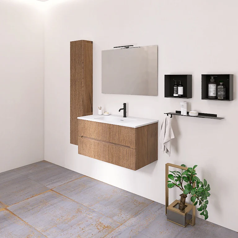 Atena 03 - Mobile da Bagno Sospeso con colonna in tinta - Image 7
