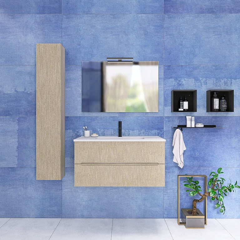 Atena 03 - Mobile da Bagno Sospeso con colonna in tinta - Image 9