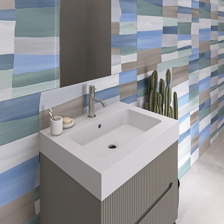 Atena 04 - Mobile da Bagno Sospeso con Consolle Lavabo in Mineralmarmo - Image 11
