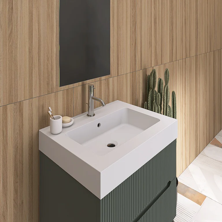 Atena 04 - Mobile da Bagno Sospeso con Consolle Lavabo in Mineralmarmo - Image 14