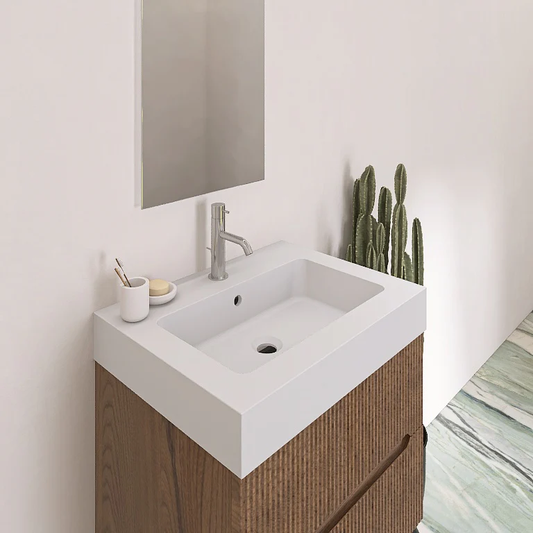 Atena 04 - Mobile da Bagno Sospeso con Consolle Lavabo in Mineralmarmo - Image 5