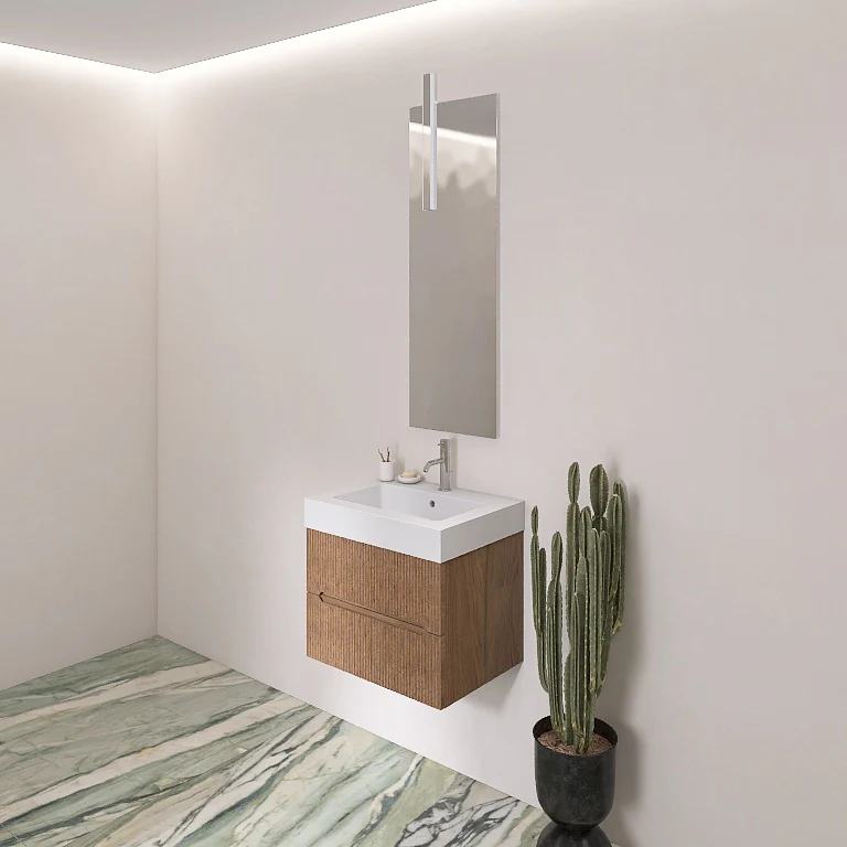 Atena 04 - Mobile da Bagno Sospeso con Consolle Lavabo in Mineralmarmo - Image 7
