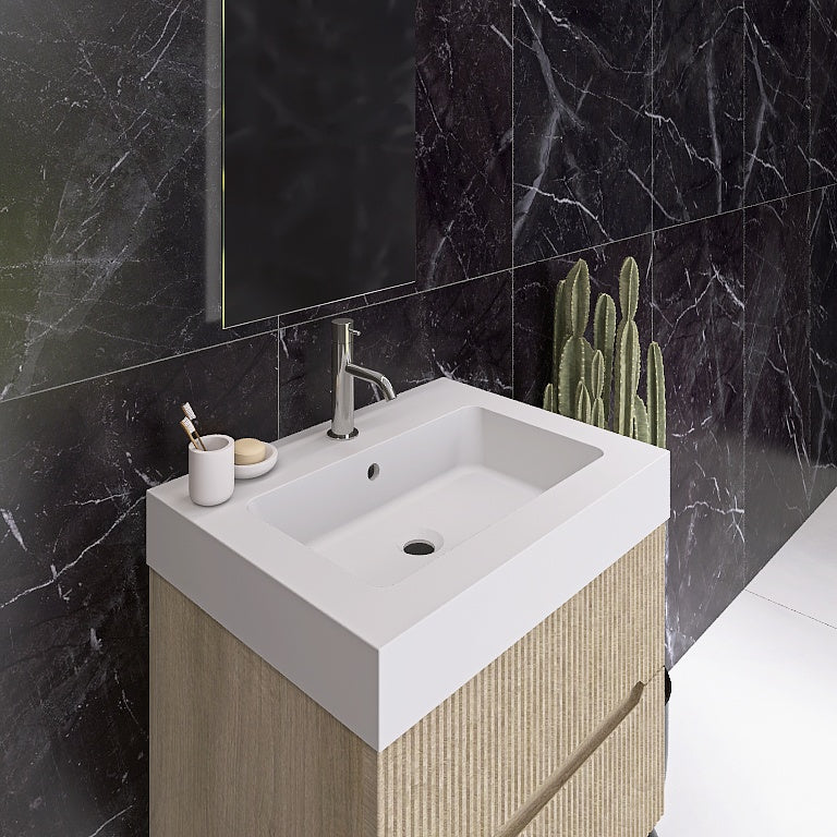 Atena 04 - Mobile da Bagno Sospeso con Consolle Lavabo in Mineralmarmo - Image 8