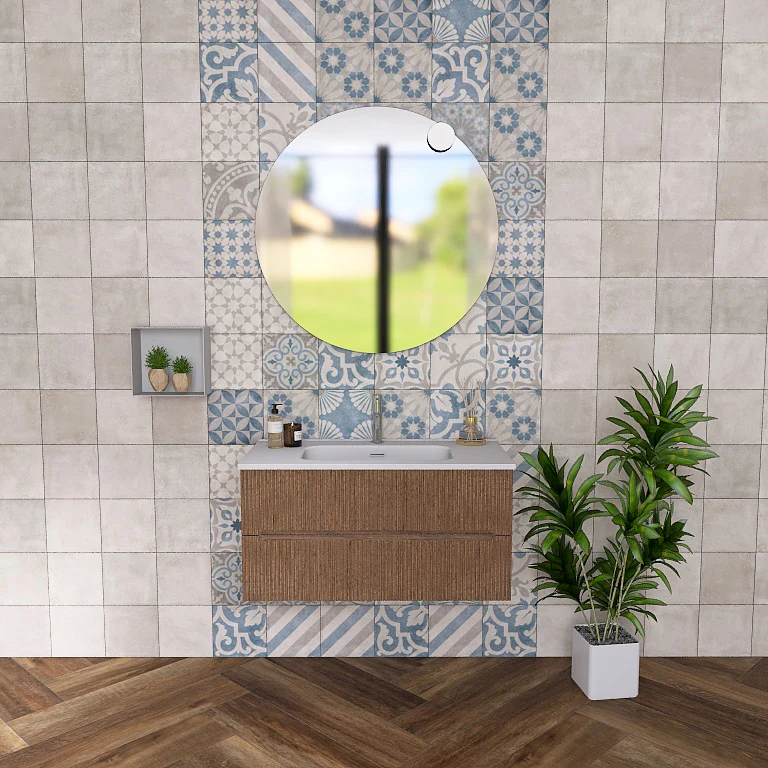 Atena 06 - Mobile da Bagno Sospeso con Lavabo in Mineralmarmo - Image 12