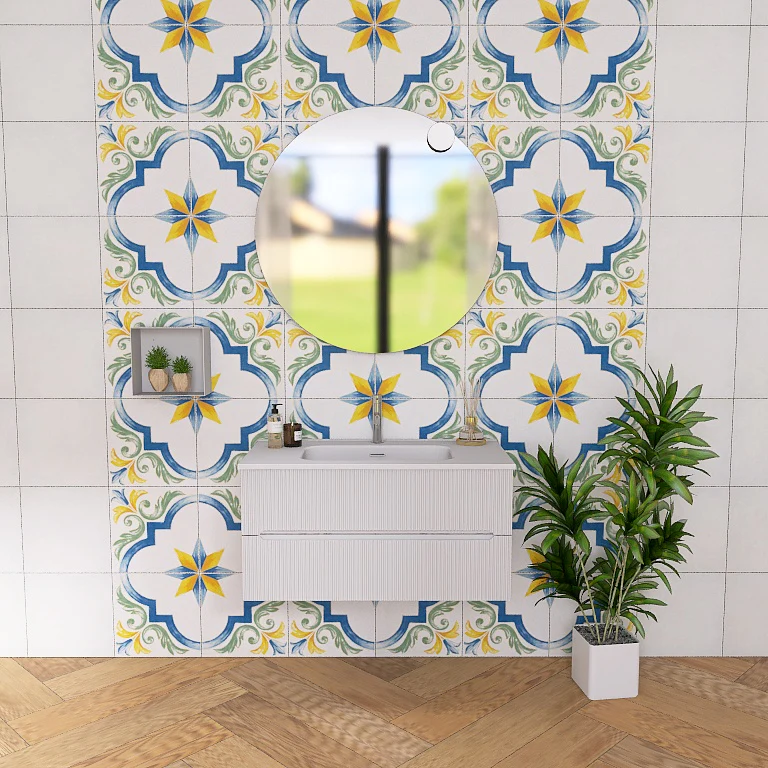 Atena 06 - Mobile da Bagno Sospeso con Lavabo in Mineralmarmo - Image 15