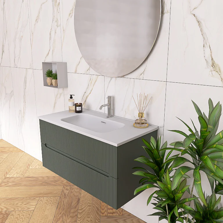 Atena 06 - Mobile da Bagno Sospeso con Lavabo in Mineralmarmo - Image 5