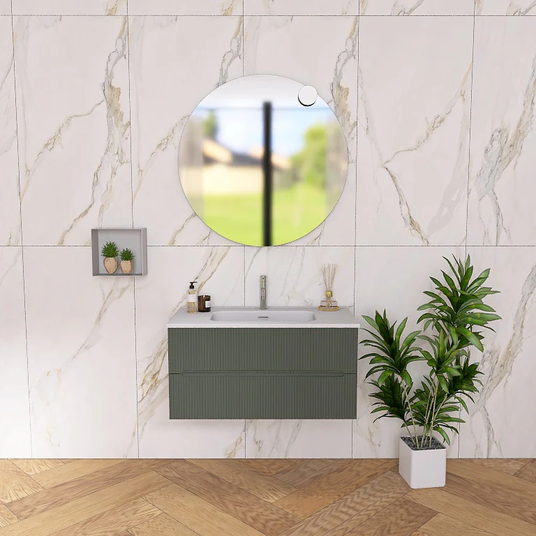 Atena 06 - Mobile da Bagno Sospeso con Lavabo in Mineralmarmo - Image 6