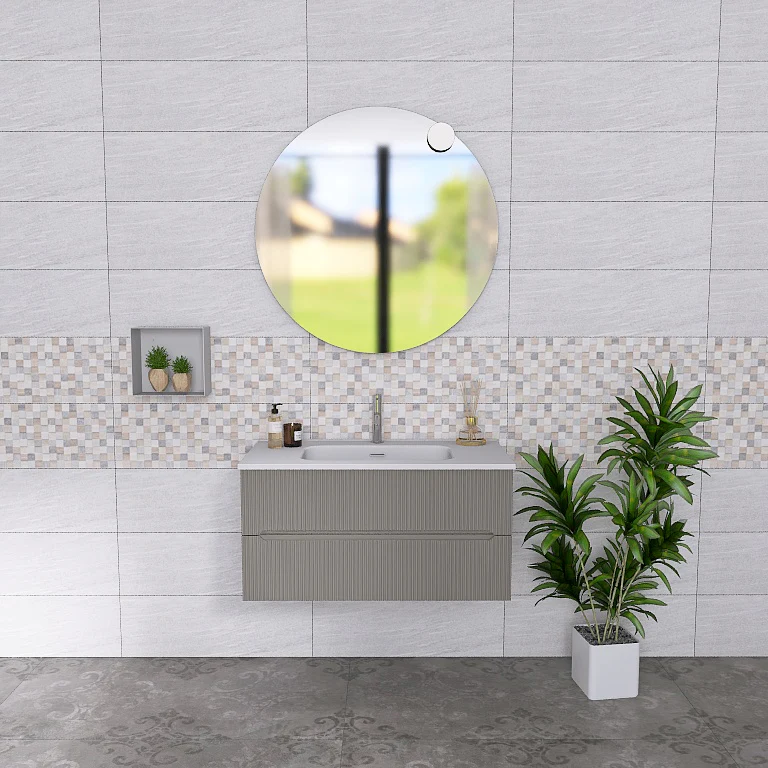 Atena 06 - Mobile da Bagno Sospeso con Lavabo in Mineralmarmo - Image 8