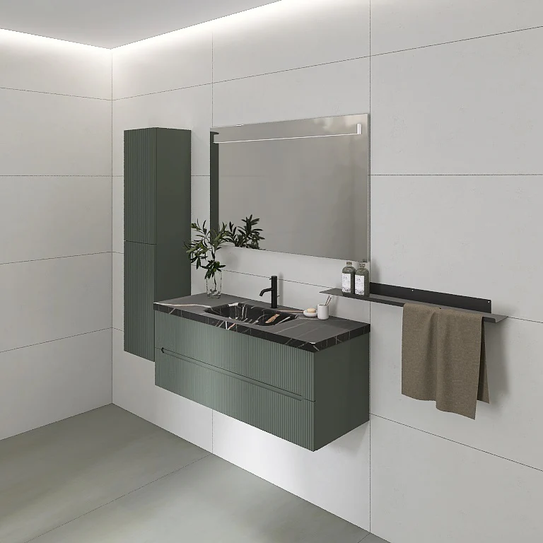 Atena 07 - Mobile da Bagno Sospeso con Top in tinta Nero Marquinia - Image 15