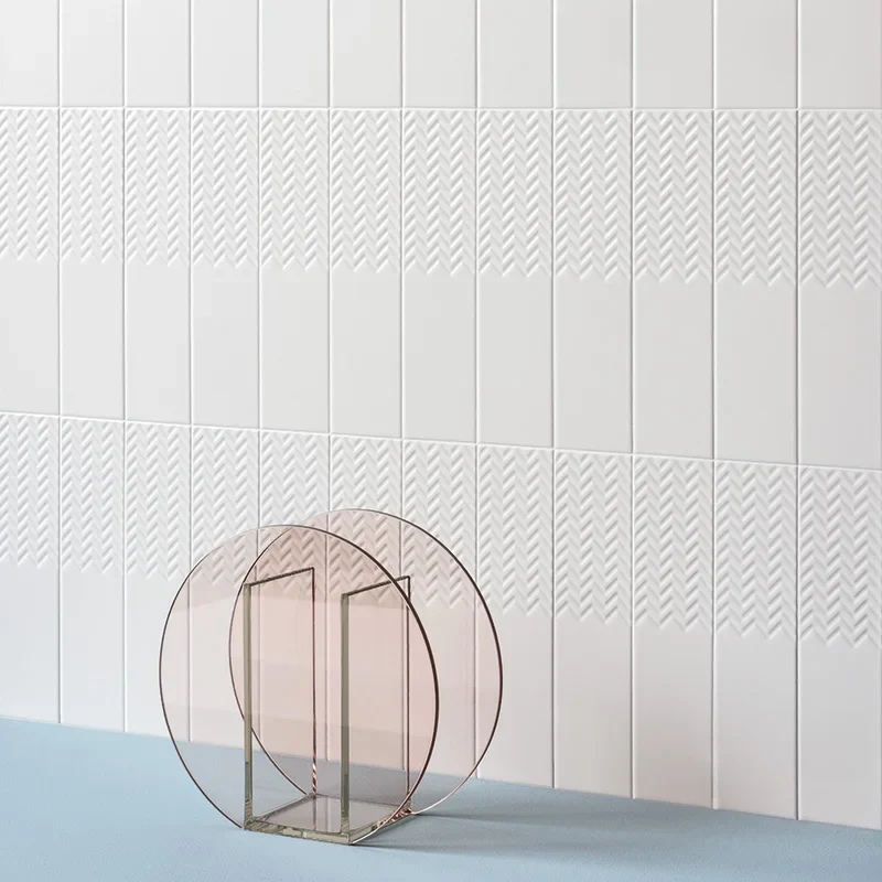 Biscuit Waves Bianco - Rivestimento Effetto Mattoncino Zigrinato 5x20