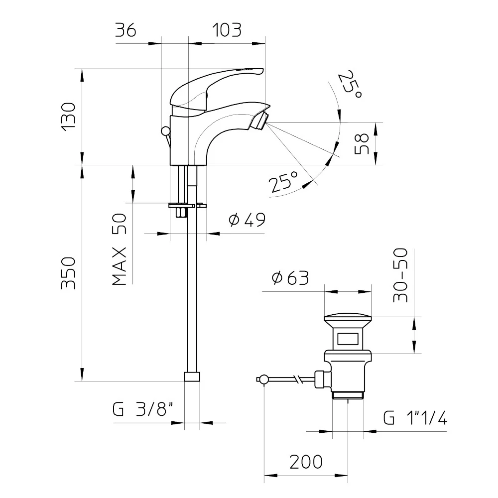 Capri - Miscelatore classico per bidet con scarico - Image 2