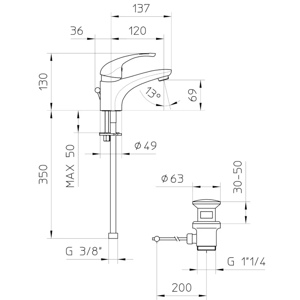 Capri - Miscelatore classico per lavabo con scarico - Image 2