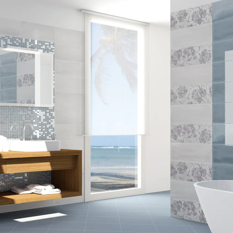 Caribe Flores Ice - Rivestimento Decorato Floreale 20x50