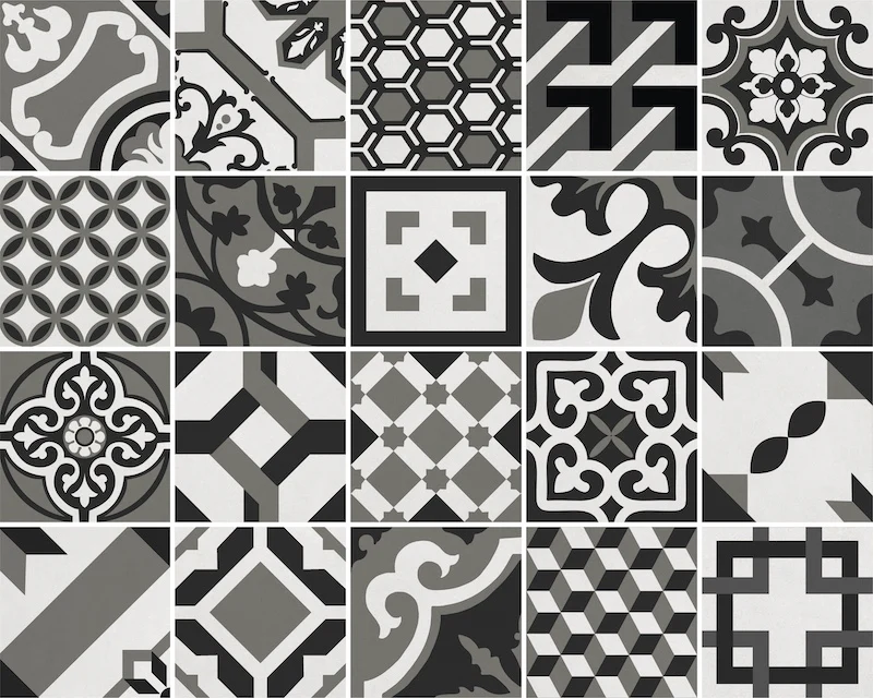 Cementina Paint Black & White - Gres Opaco con Decori Misti 20x20 - Image 22