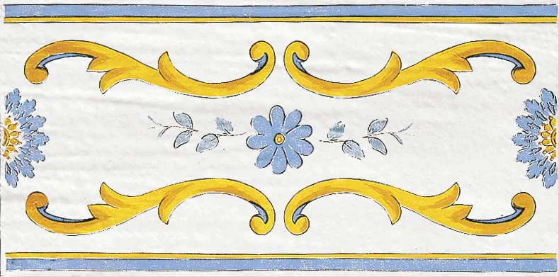 Cotto Mediterraneo Fascia Nerano - Fascia decorata in stile Vietrese 17x34