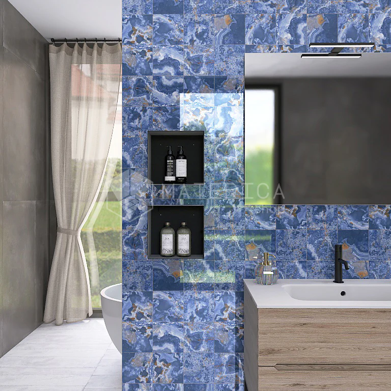 Cross Blue - Gres Porcellanato Effetto Onice Lucido 15x15