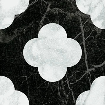 Dandy Pin Black/White - Gres Effetto Marmo Intarsiato 18x18 - Image 2