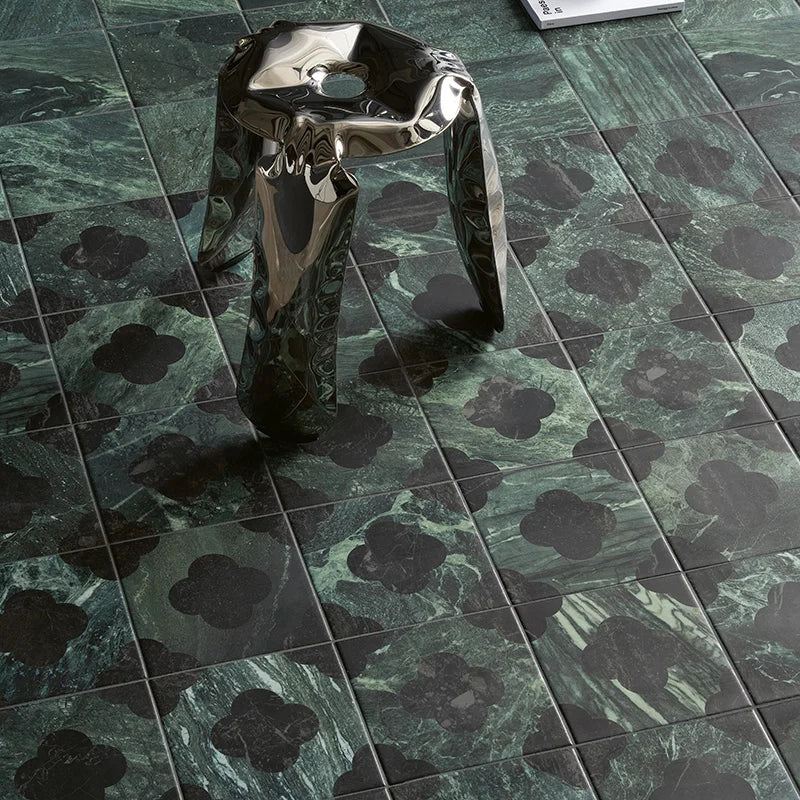 Dandy Pin Green/Black - Gres Effetto Marmo Intarsiato 18x18