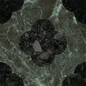 Dandy Pin Green/Black - Gres Effetto Marmo Intarsiato 18x18 - Image 2