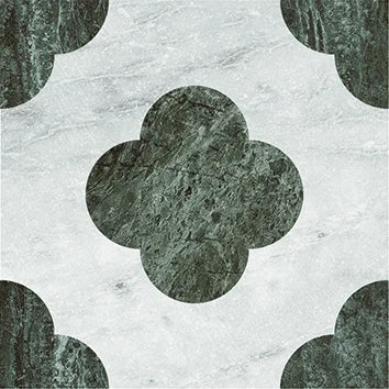 Dandy Pin White/Green - Gres Effetto Marmo Intarsiato 18x18 - Image 2