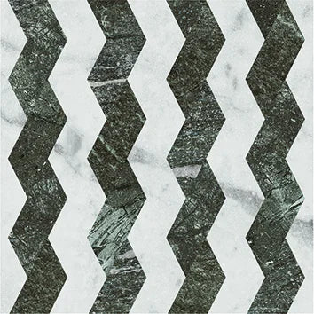Dandy Ribbon White/Green - Gres Effetto Marmo Intarsiato 18x18 - Image 3