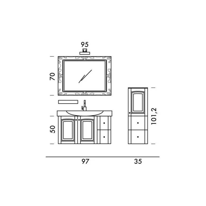 Dorian - Composizione Mobile Bagno Sospeso in Stile Classico - Image 9