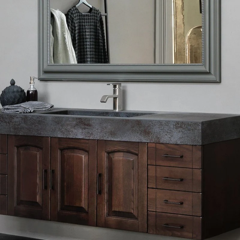 Dorian - Mobile da Bagno Sospeso in Stile Classico con Vasca Integrata in Gres